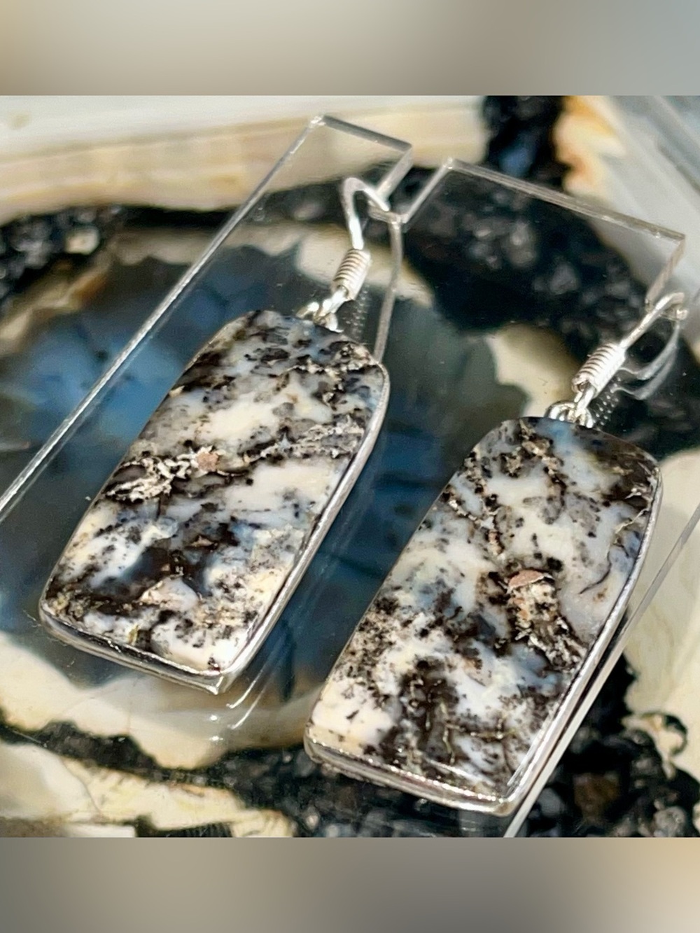 Dendritic Agate Earrings 2”